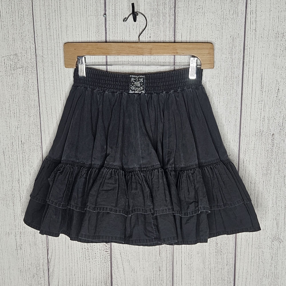 VTG 90s SPUTNIK Black Tiered Circle Skirt Goth Punk Kids Vintage, sz 12